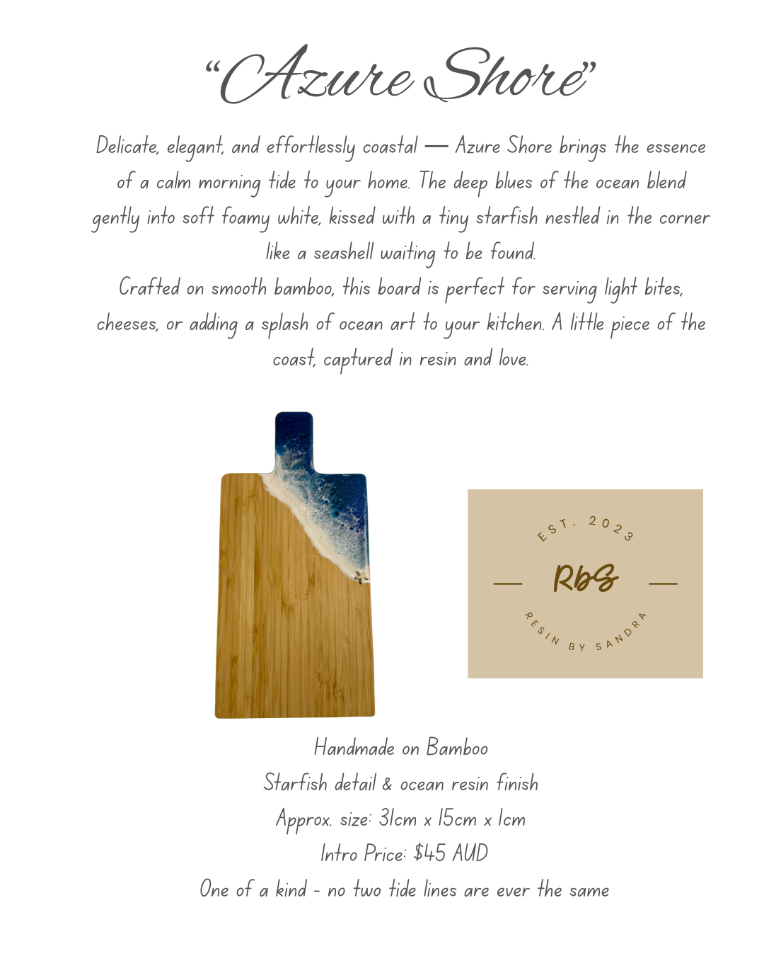 Azure Shore - Resin Cutting Board