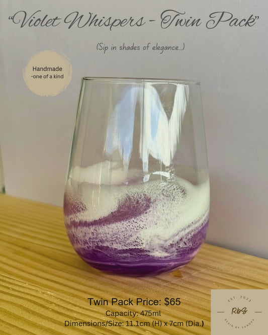 "Violet Whisper" - Resin Wine Glass - Twin Pack