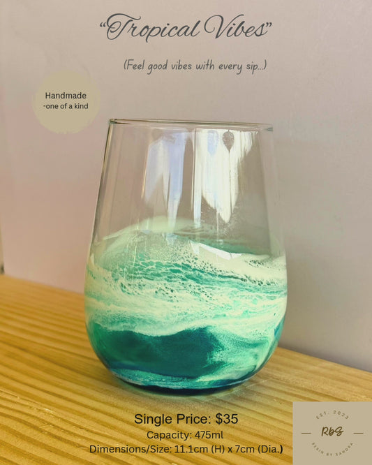 "Tropical Vibes" - Resin Wine Glass - Single