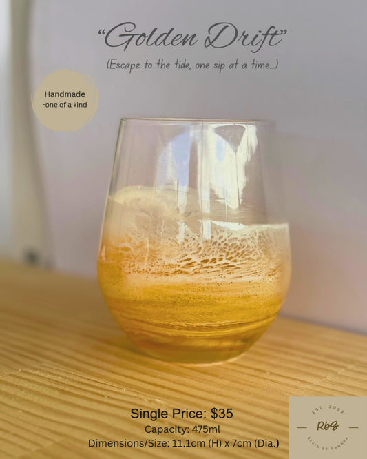 "Golden Drift" - Resin Wine Glass - Single