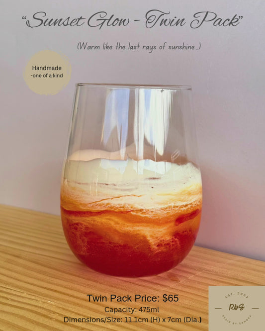 "Sunset Glow" - Resin Wine Glass - Twin Pack