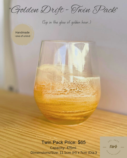 "Golden Drift" - Resin Wine Glass - Twin Pack