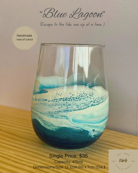 Blue Lagoon - Stemless Wine Glass (Single)