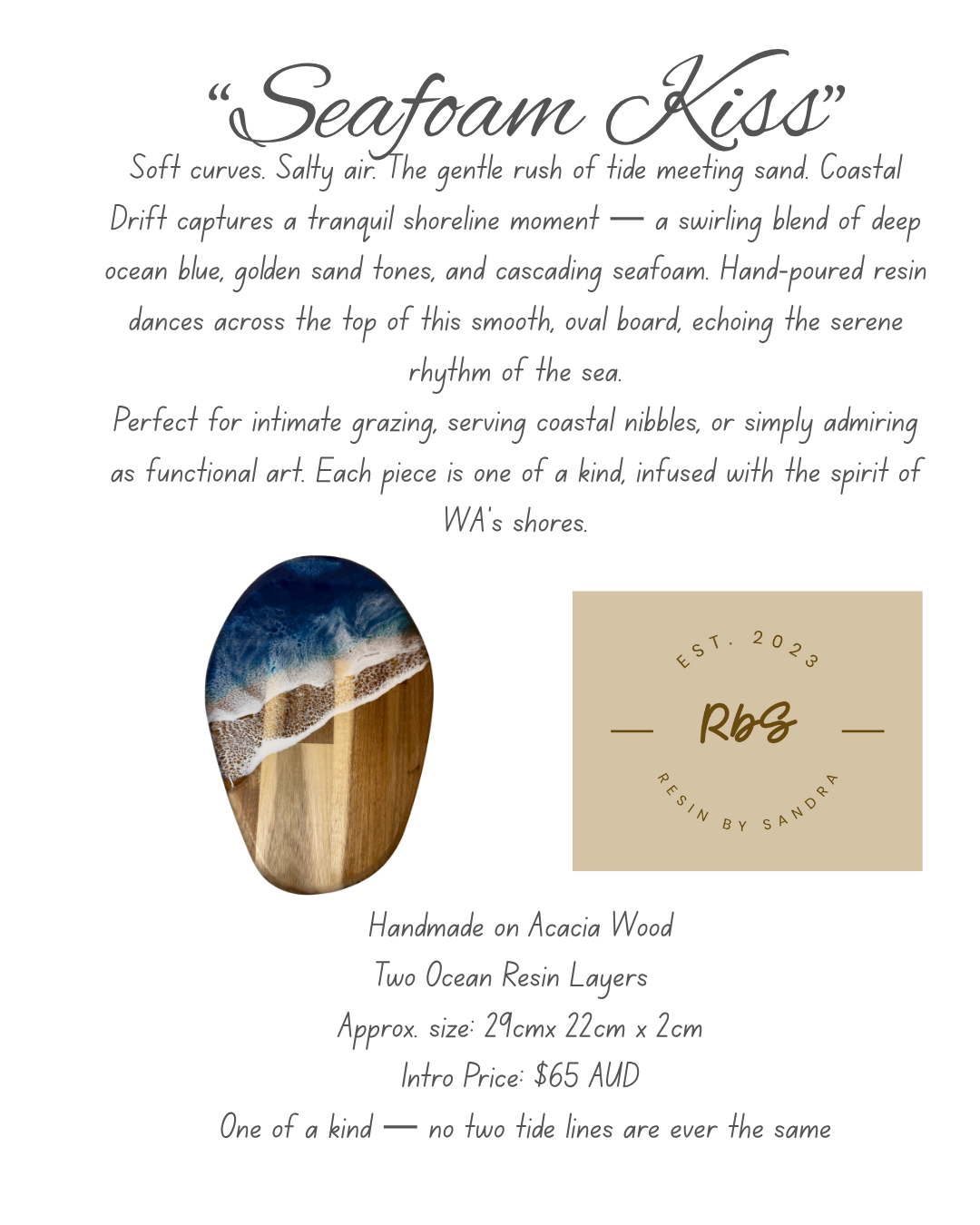 Seafoam Kiss - Resin Cutting Board